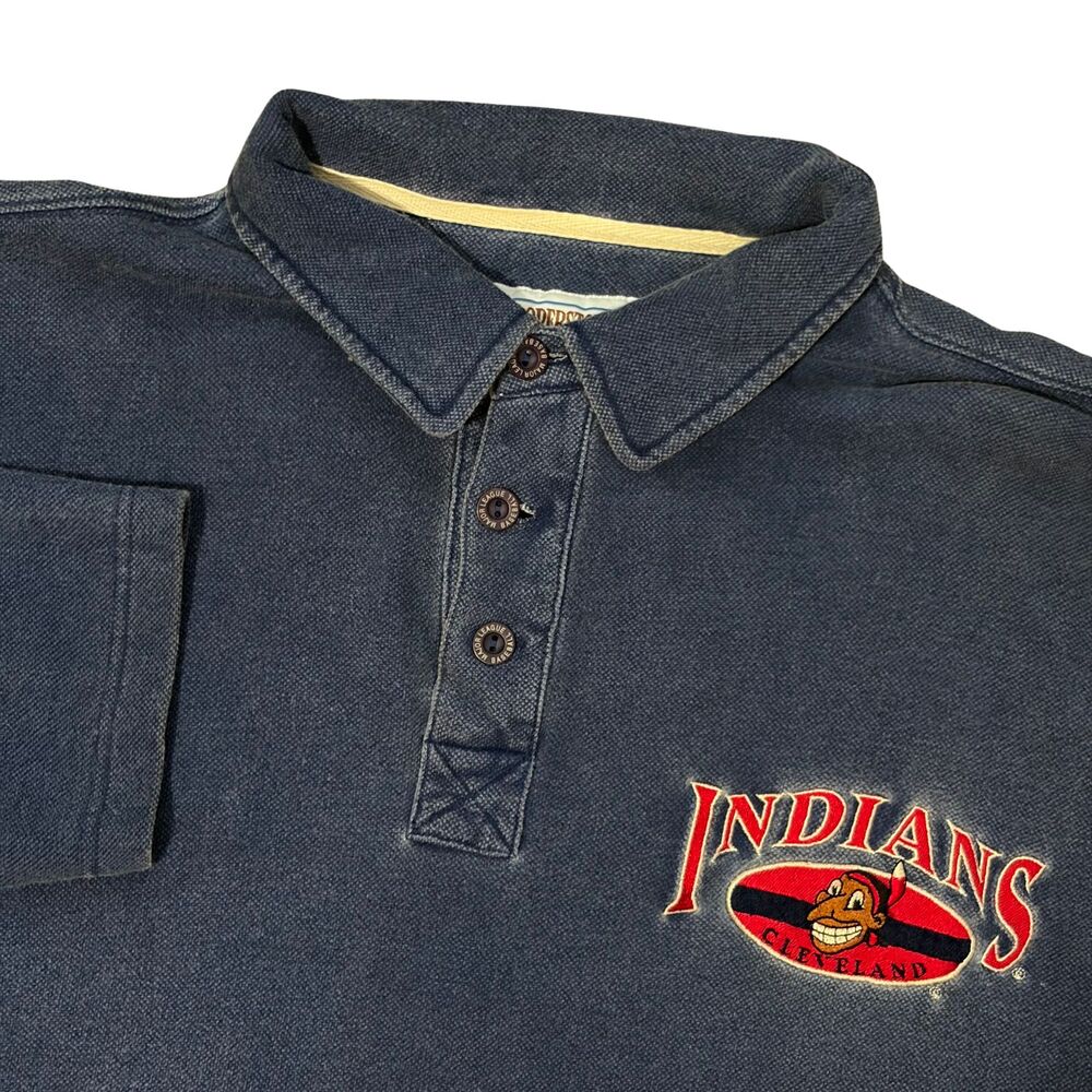 Vtg 90s Cleveland Indians Chief Wahoo Rugby Shirt Mens XXL Mirage Cooperstown
